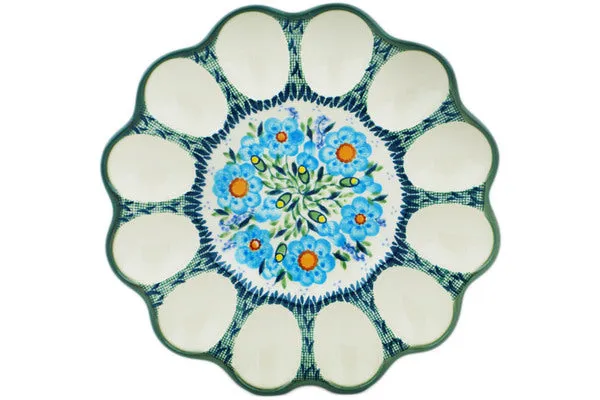 10" Egg Plate - Bright Blue Happiness