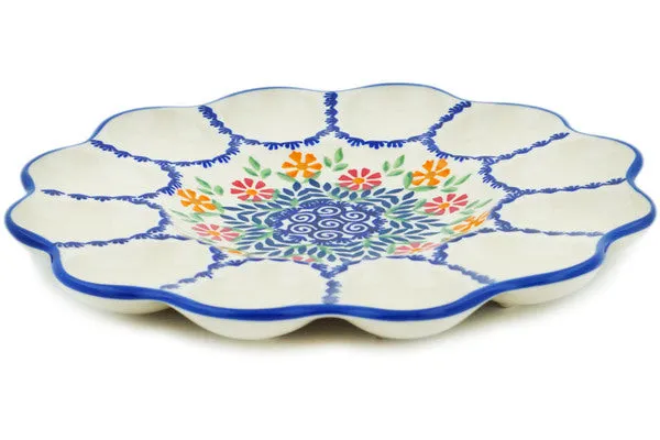 10" Egg Plate - Wave Of Flowers