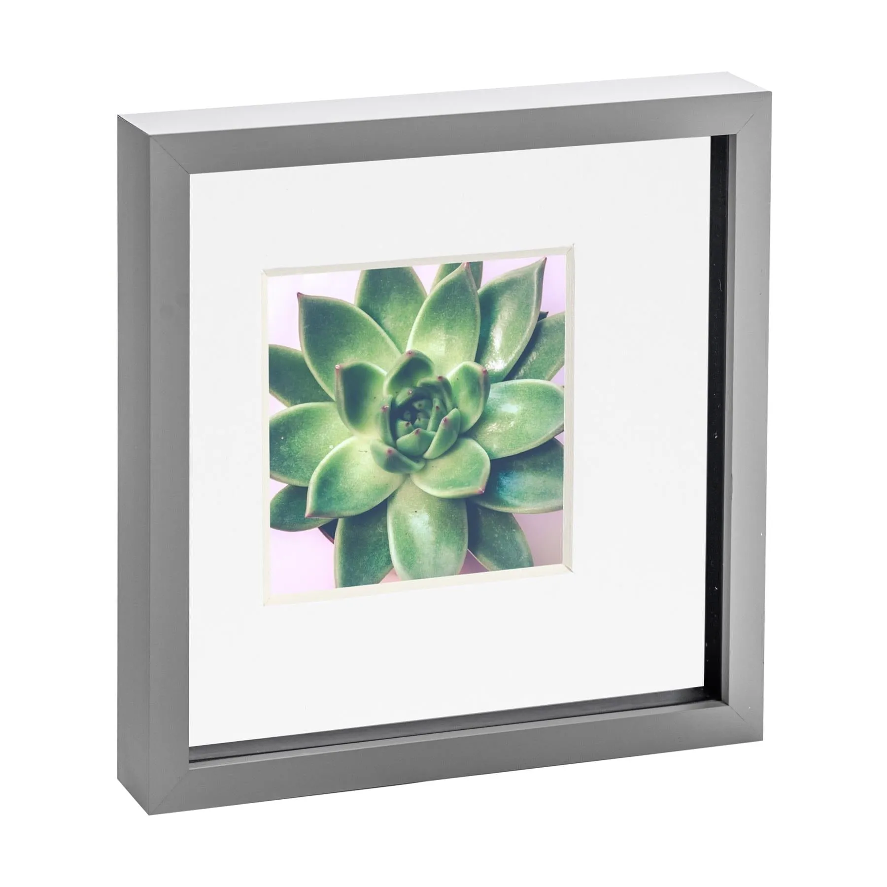 10" x 10" Grey 3D Box Photo Frame -  with 6" x 6" Mount - By Nicola Spring