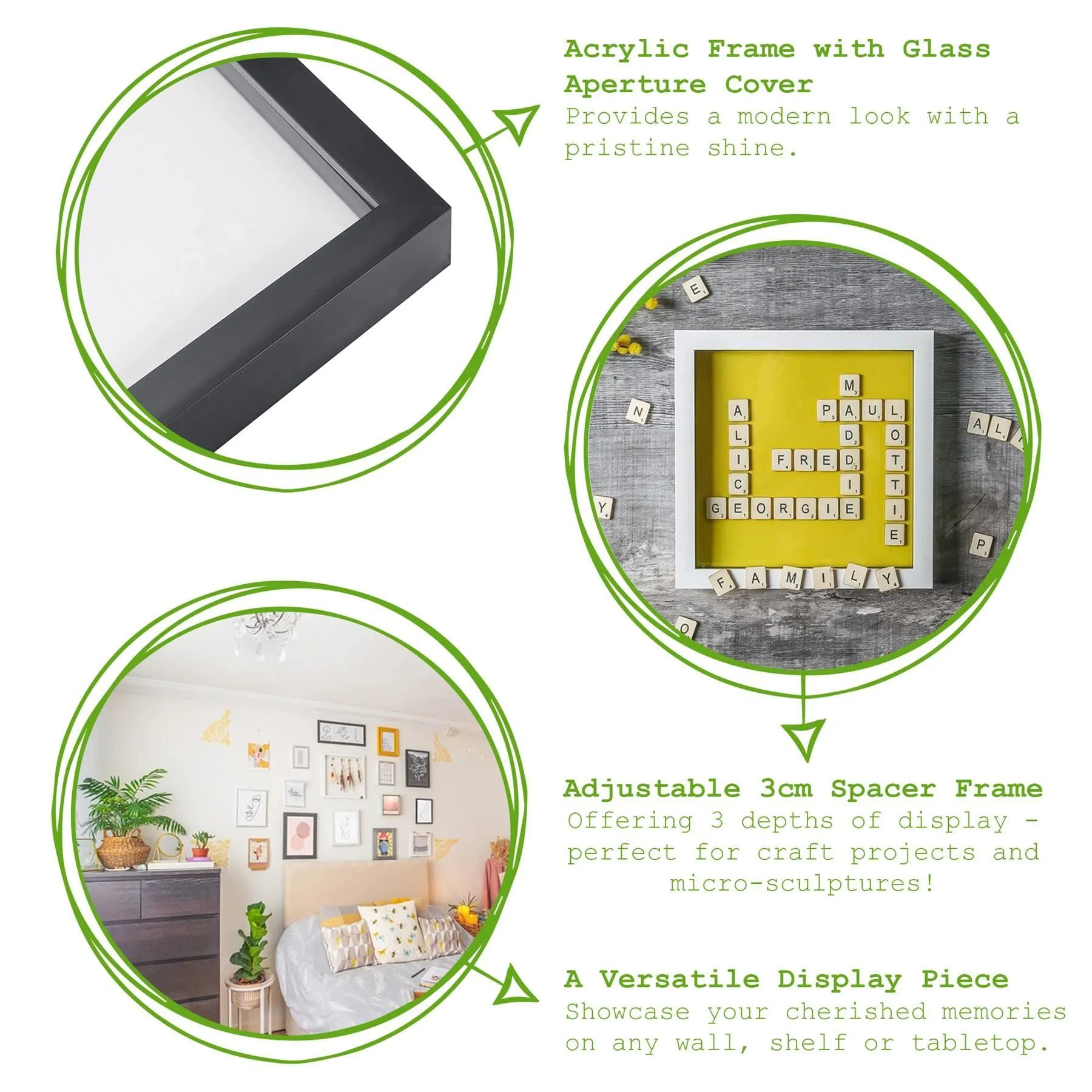 10" x 10" Grey 3D Box Photo Frame -  with 6" x 6" Mount - By Nicola Spring