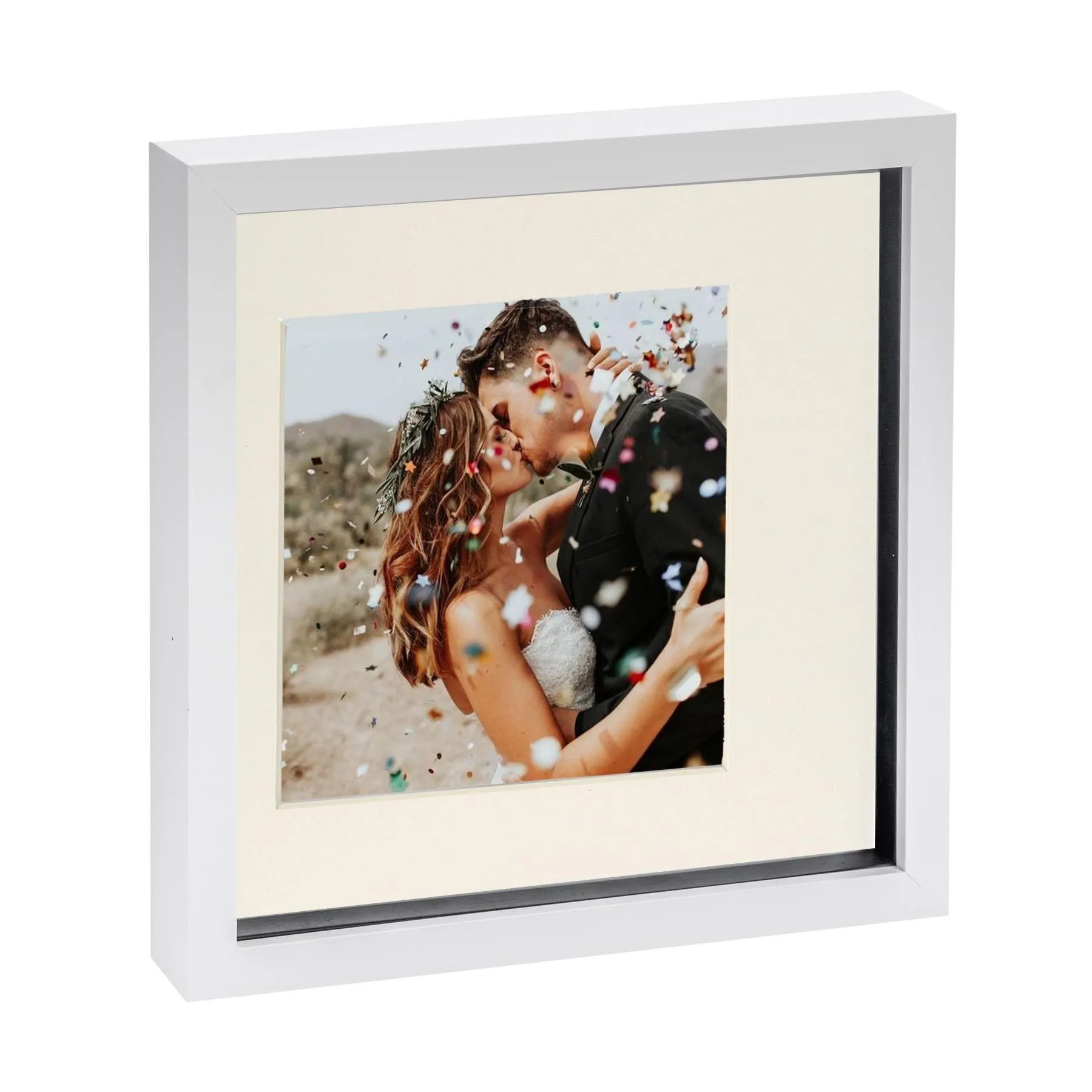 10" x 10" White 3D Box Photo Frame -  with 6" x 6" Mount - By Nicola Spring