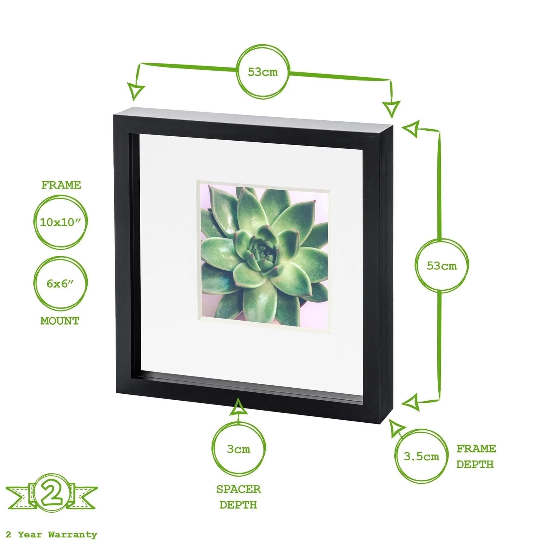 10" x 10" White 3D Box Photo Frame -  with 6" x 6" Mount - By Nicola Spring