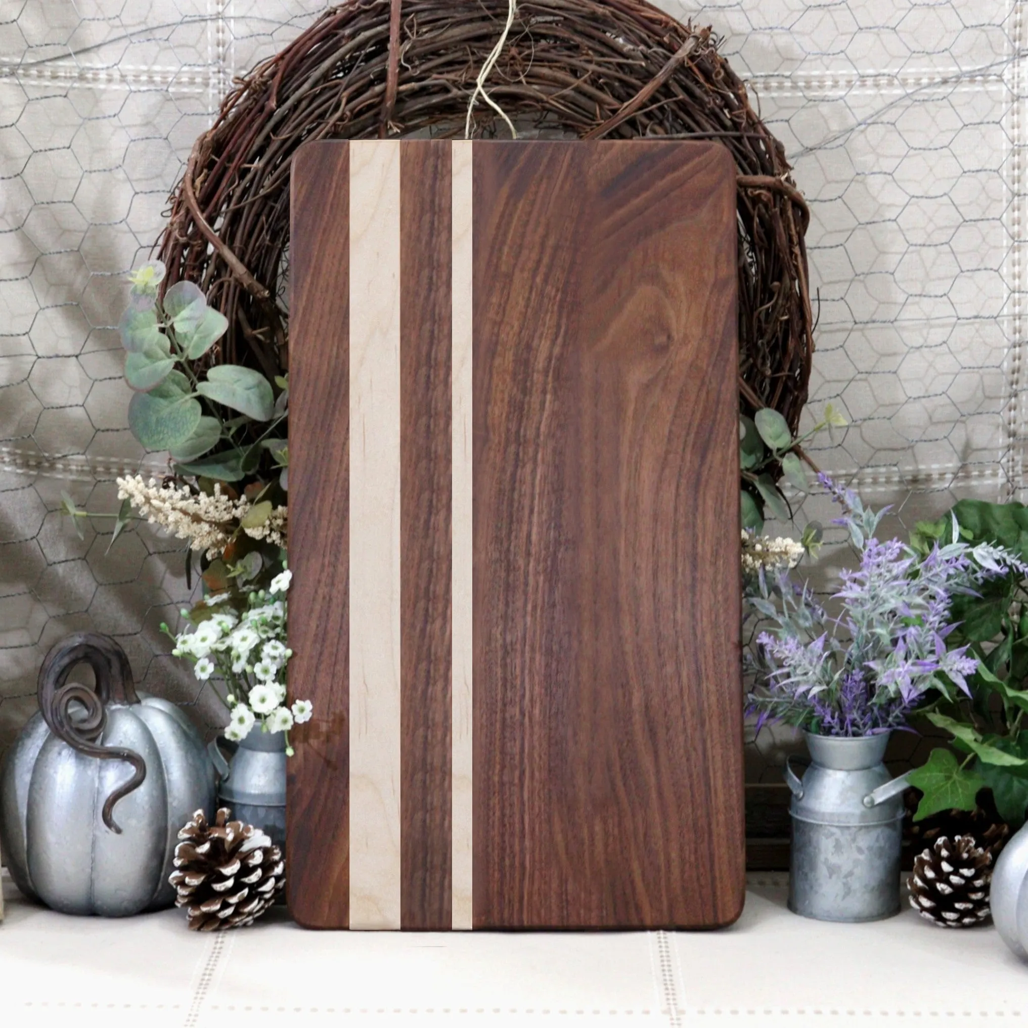 3-PC Walnut Wood Set: Tray, Cutting Board, & Wine Carrier