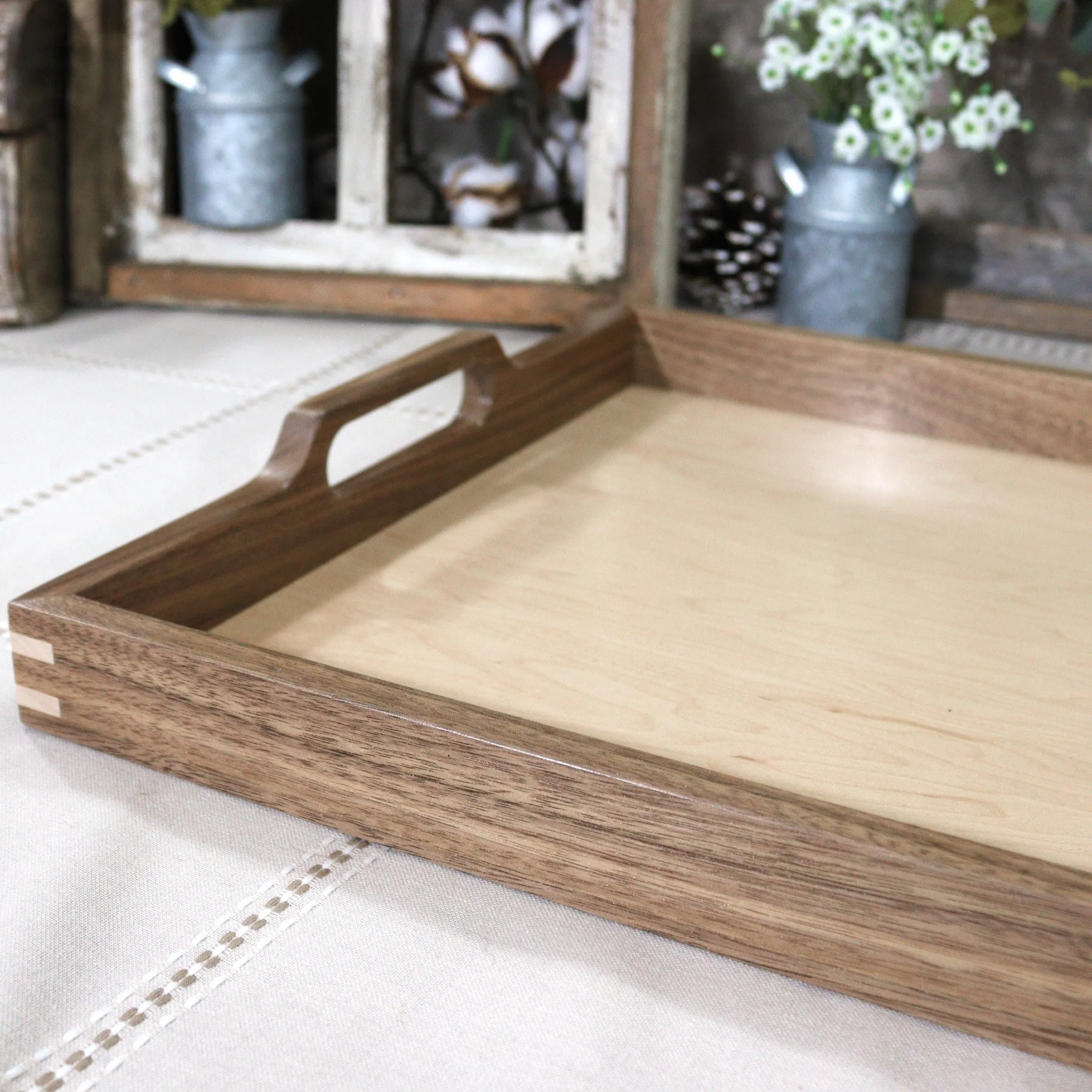 3-PC Walnut Wood Set: Tray, Cutting Board, & Wine Carrier