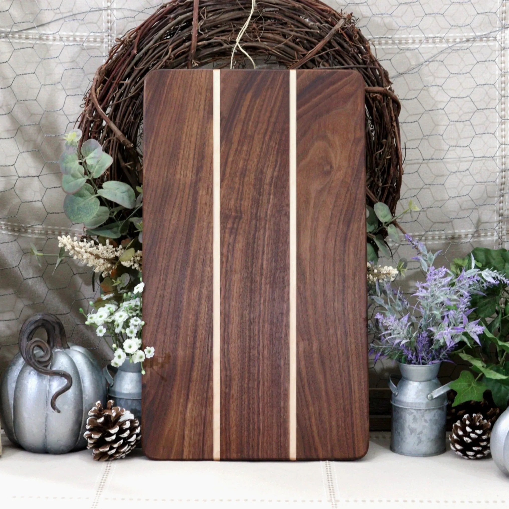 3-PC Walnut Wood Set: Tray, Cutting Board, & Wine Carrier