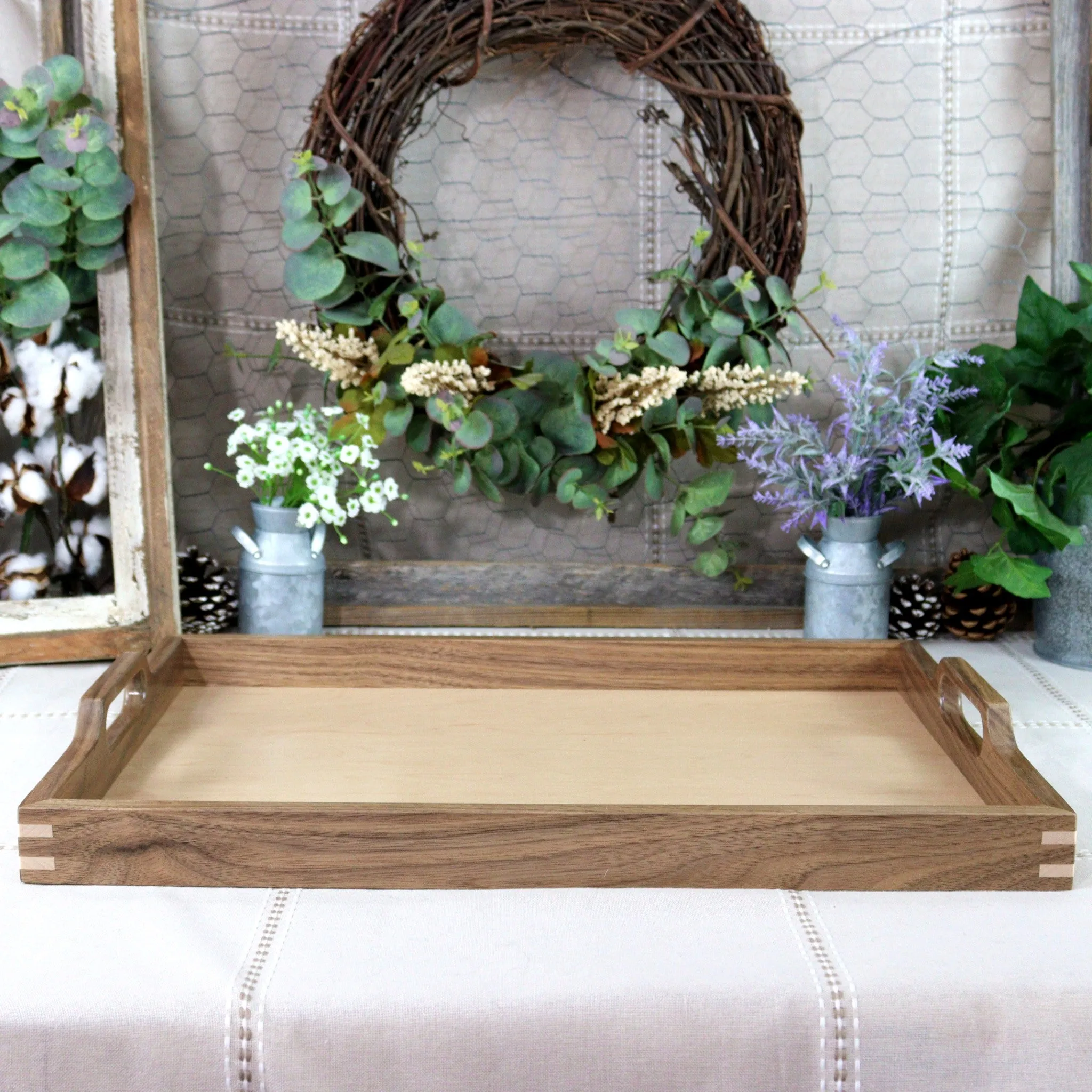 3-PC Walnut Wood Set: Tray, Cutting Board, & Wine Carrier