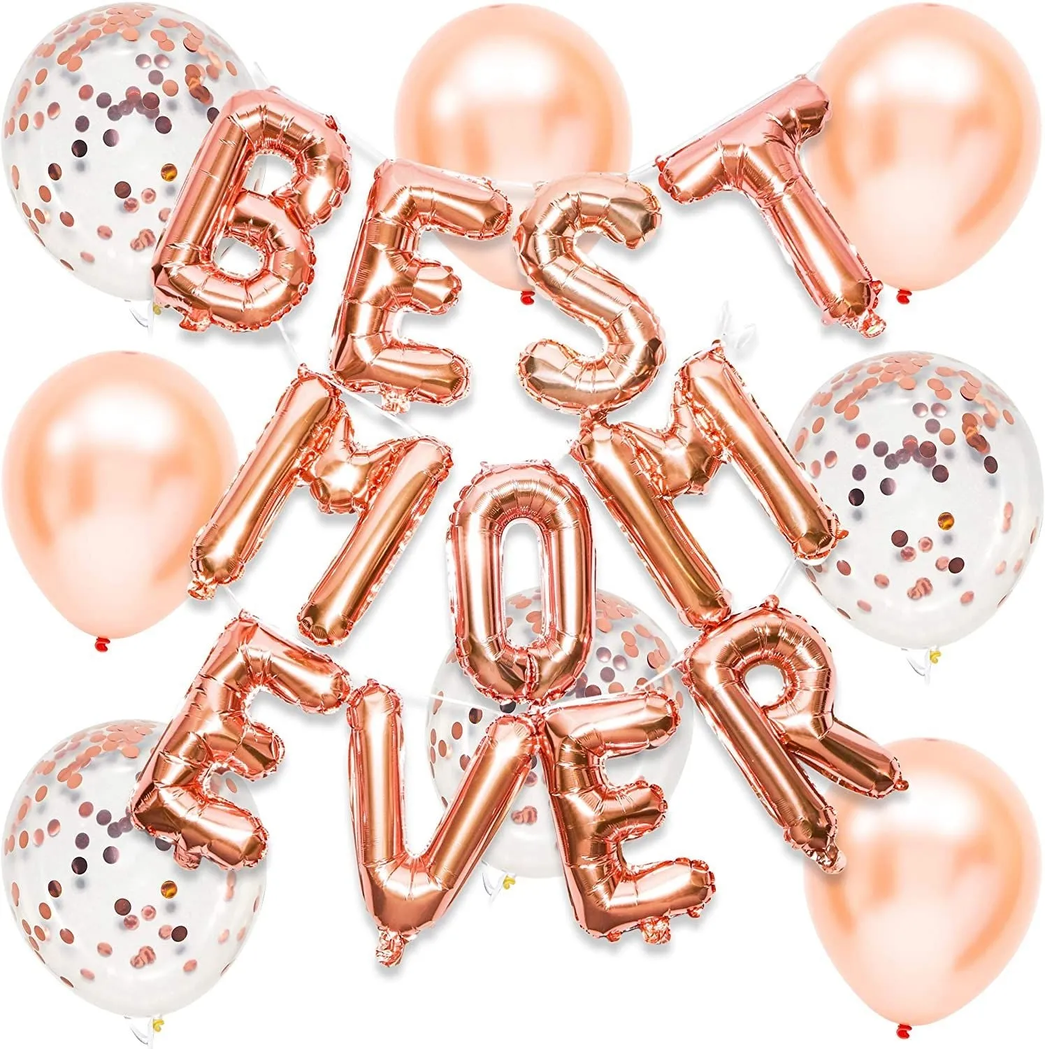 31 Piece Best Mom Ever Rose Gold Foil Balloon Set for Mother’s Day Decorations