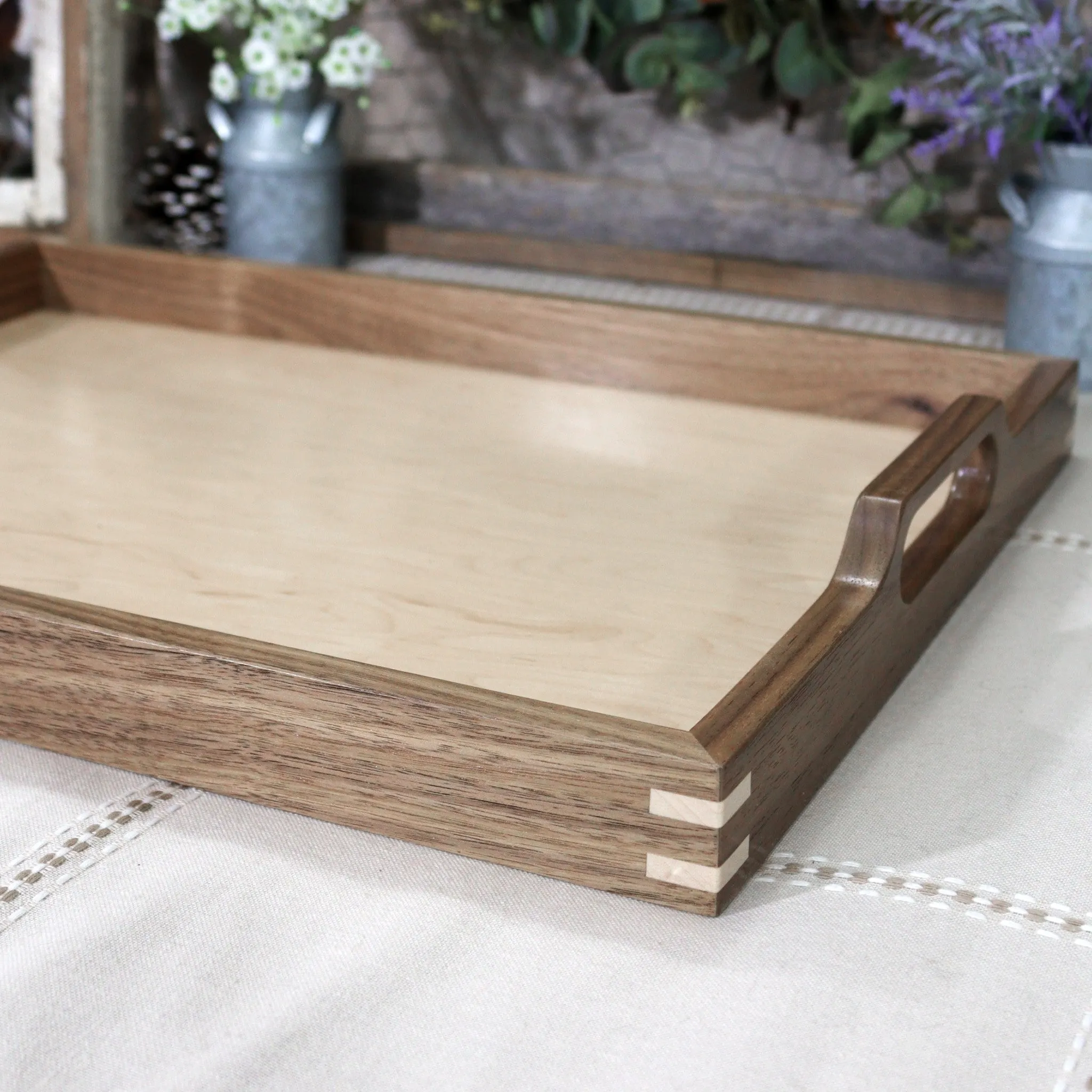 4-PC Walnut Tray, Cutting Board, Wine Carrier, & Coaster Set