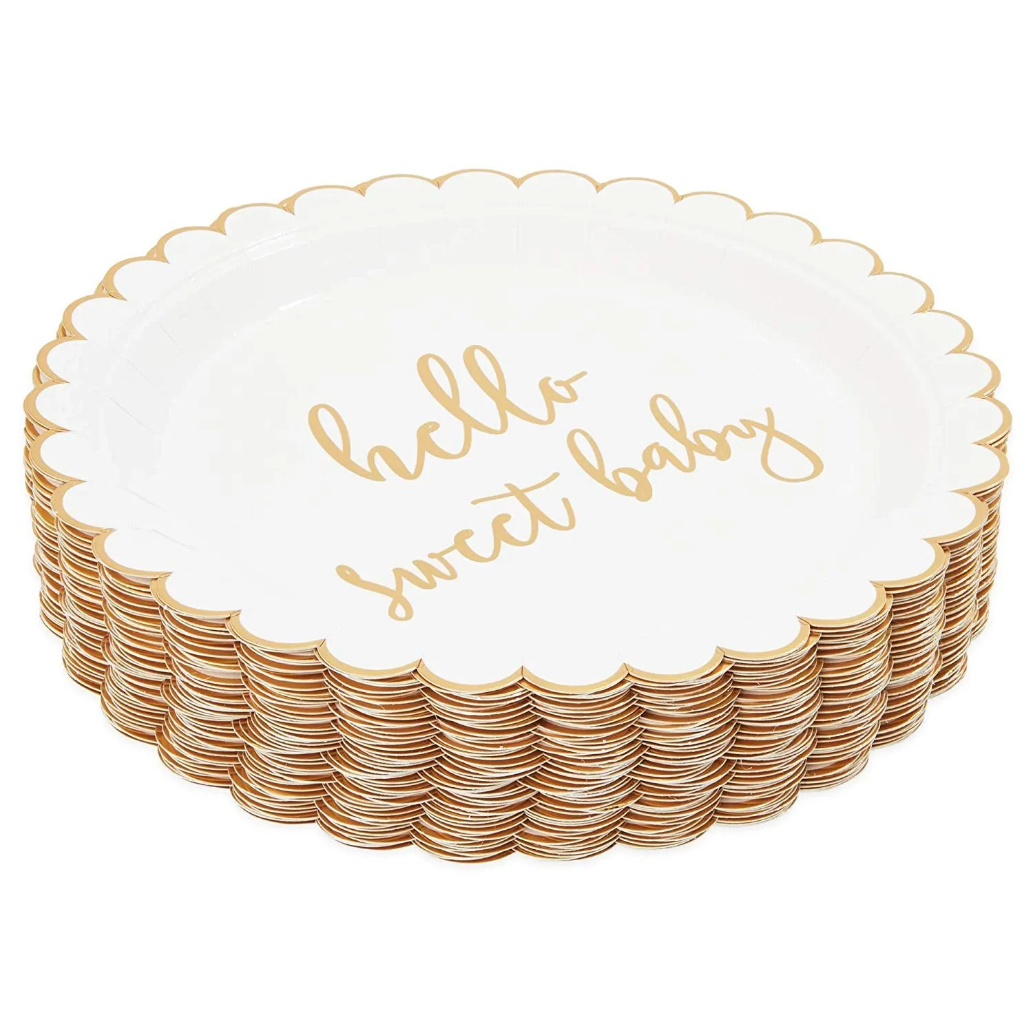 48 Pack of Hello Sweet Baby Paper Plates for Baby Shower (9 Inches)