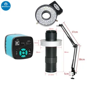 4K USB Industrial Microscope Camera With 1-130X Lens Cantilever Stand