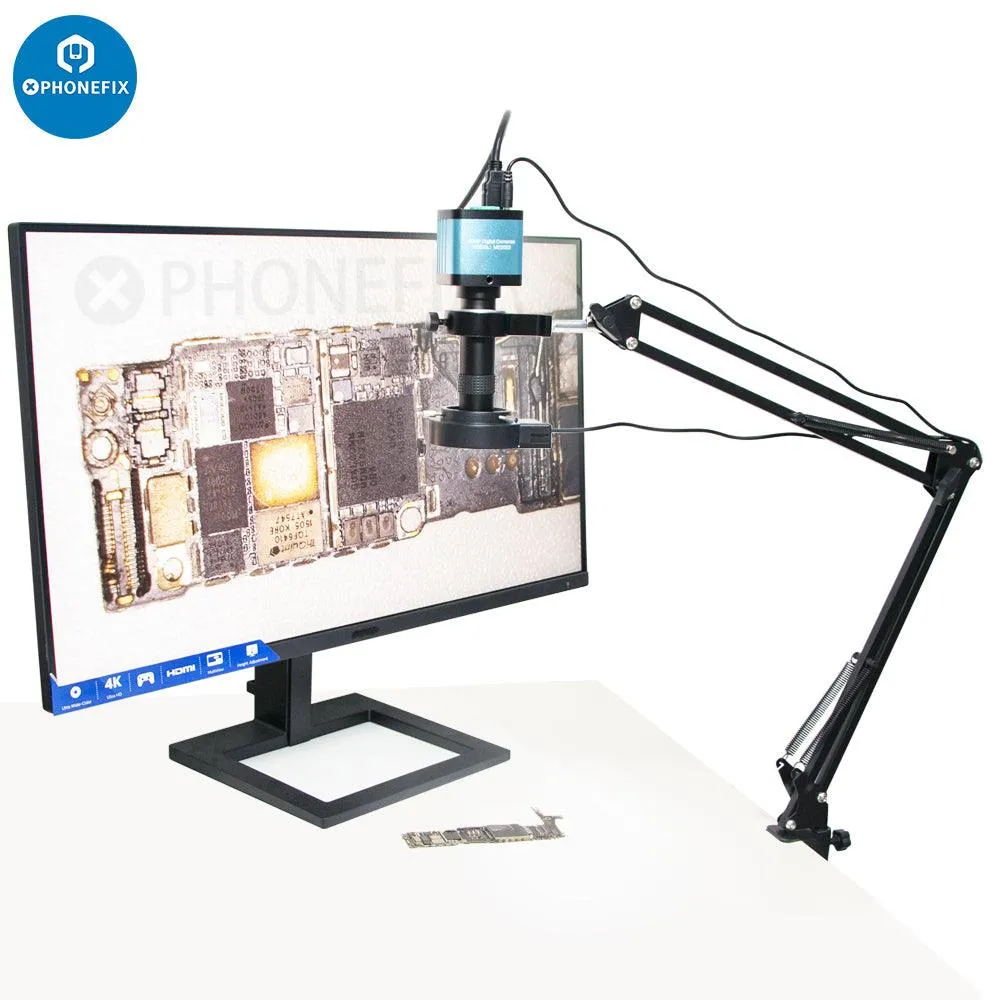 4K USB Industrial Microscope Camera With 1-130X Lens Cantilever Stand