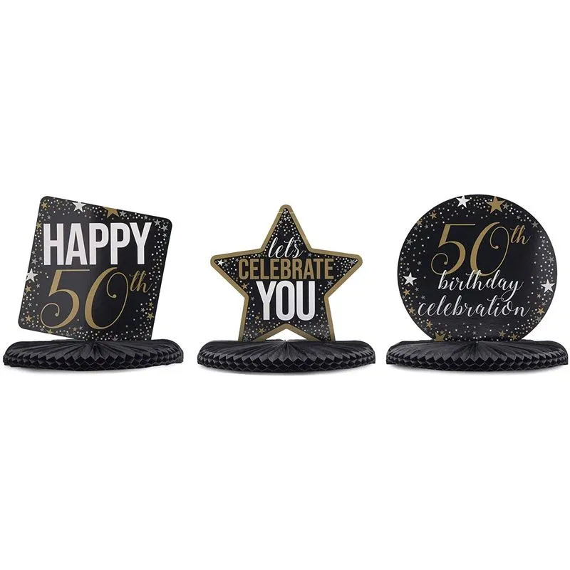 50th Birthday Party Honeycomb Centerpiece Decorations (12 x 11 In, 6 Pack)