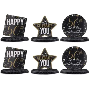 50th Birthday Party Honeycomb Centerpiece Decorations (12 x 11 In, 6 Pack)