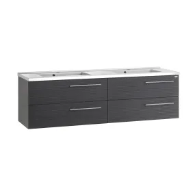 56" Double Vanity, Wall Mount, 4 Drawers with Soft Close, Serie Dune by VALENZUELA