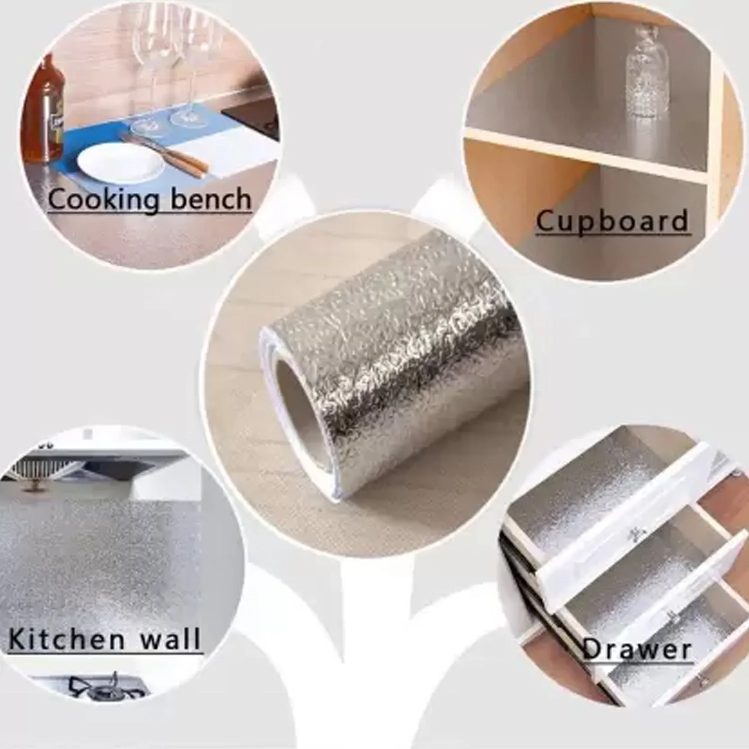 9075 Aluminium foil for Kitchen and Aluminium Foil Paper Sticker Roll for Kitchen Wall, Drawers. (45cmx2Meter)