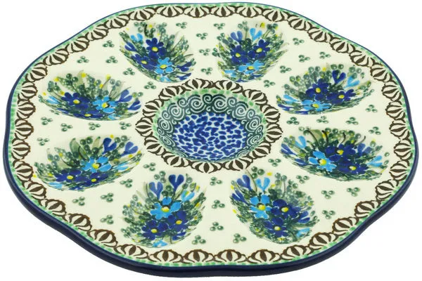 9" Egg Plate - Blue Violet Garden