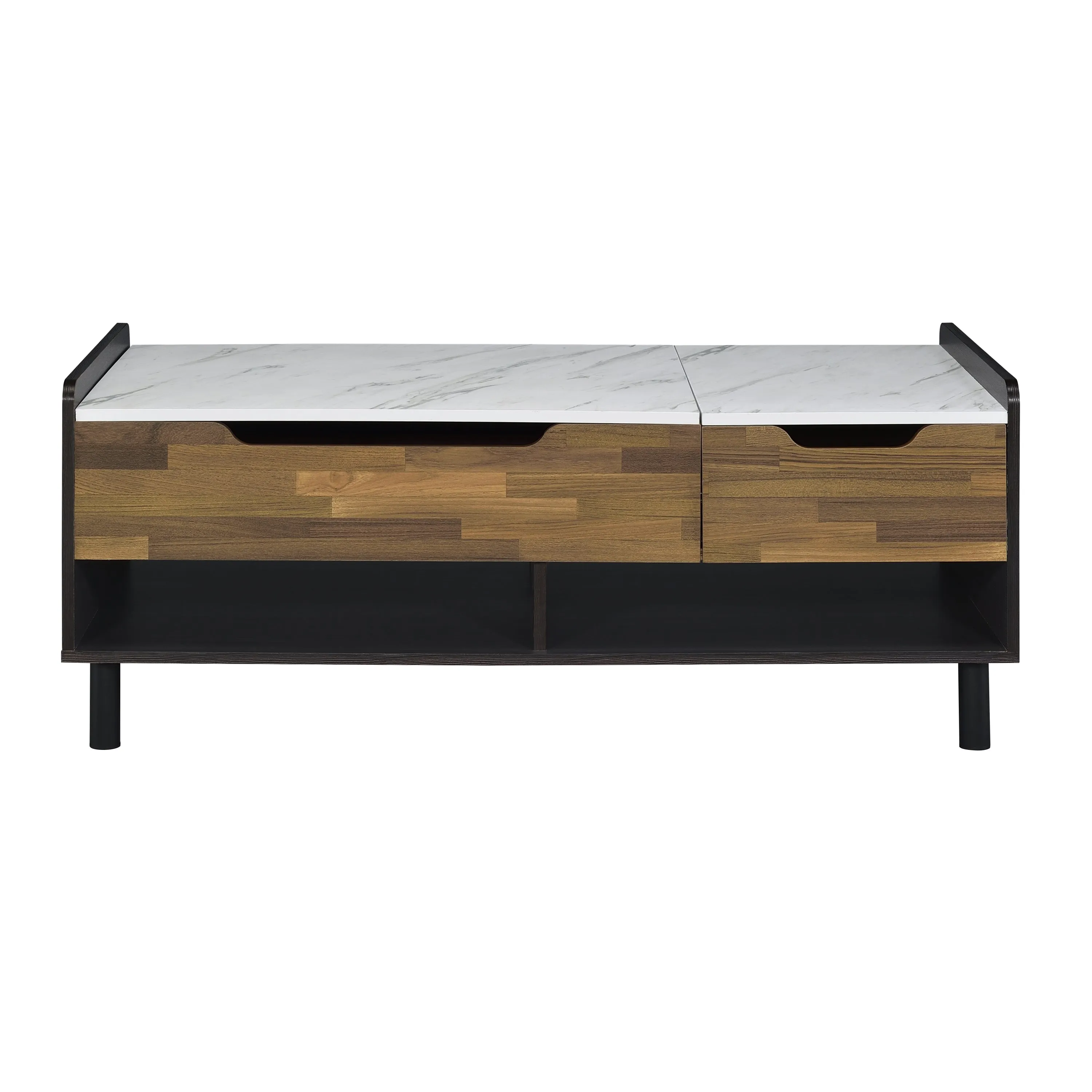 ACME Axel Coffee Table w/Lift Top, Marble, Walnut & Black Finish LV00828