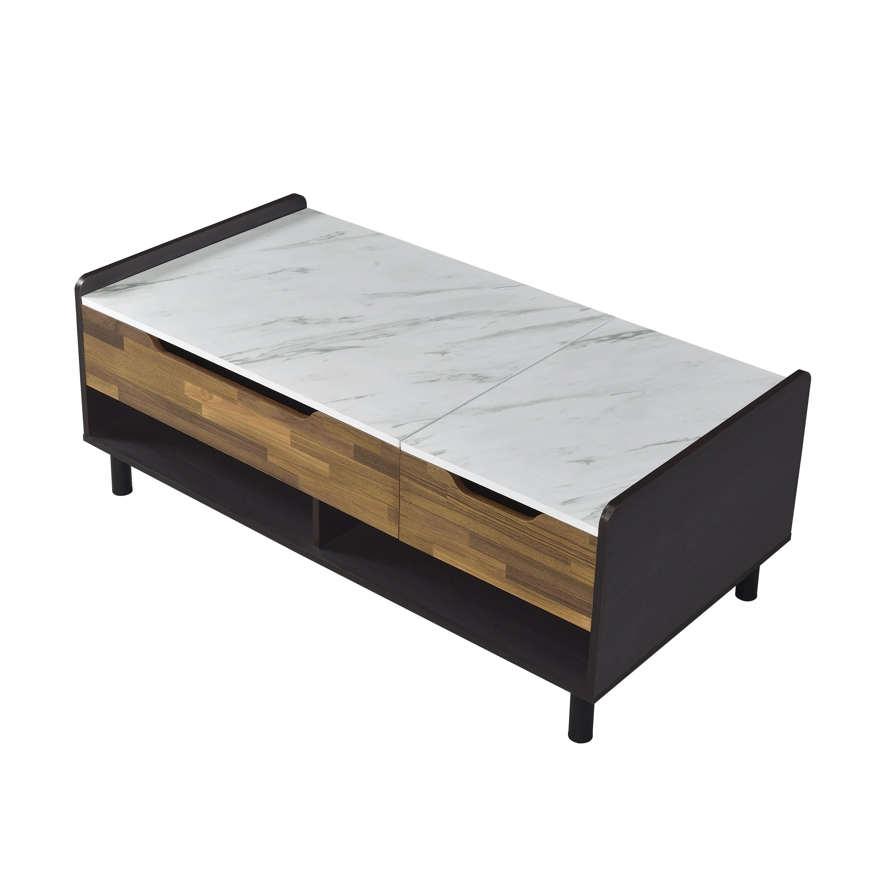 ACME Axel Coffee Table w/Lift Top, Marble, Walnut & Black Finish LV00828