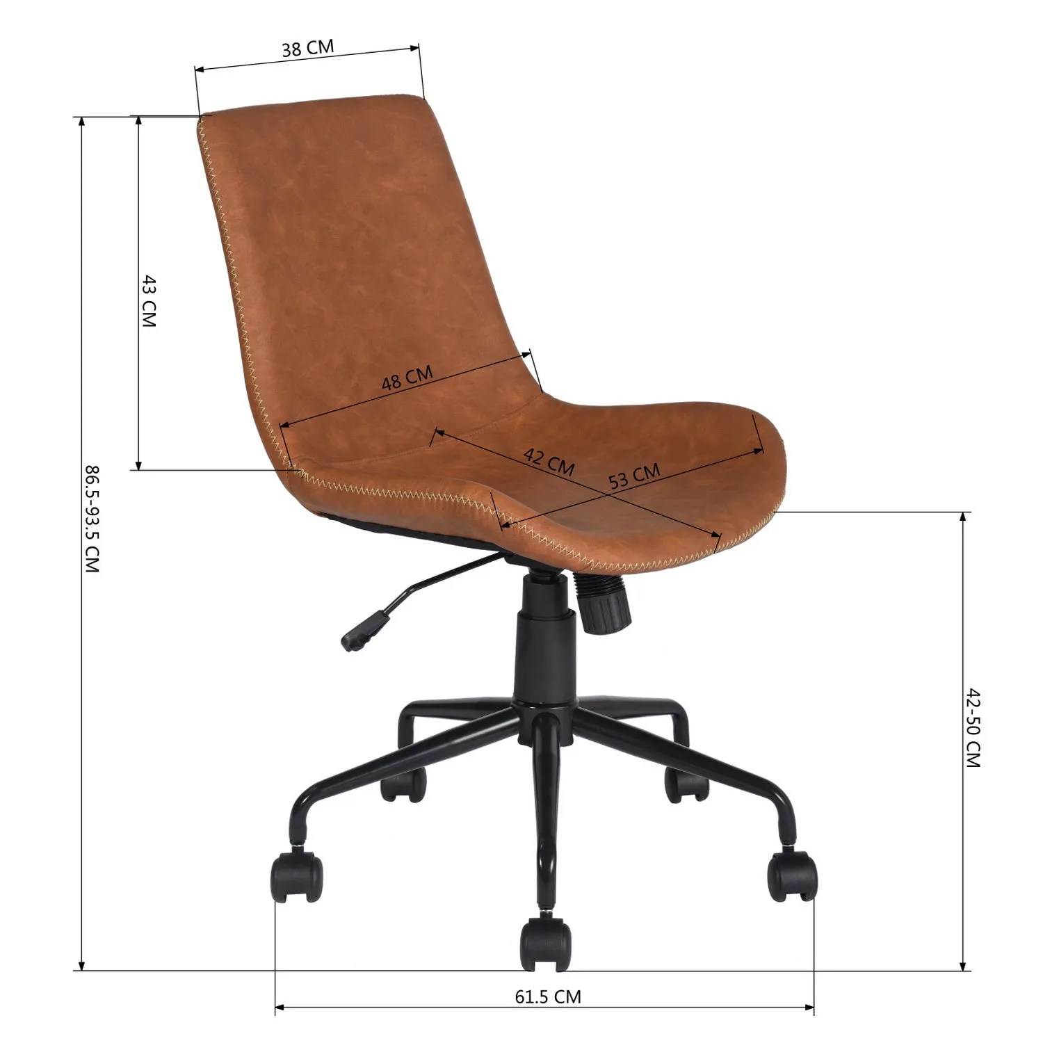 Adjustable Height 360 Degree Swivel Soft Faux Leather For Task Chair - HomyCasa