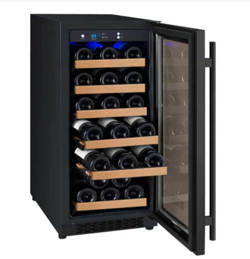 Allavino 15" Wide 30 Bottle Single Zone Black Wine Refrigerator