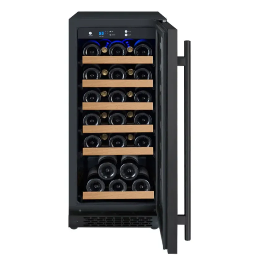 Allavino 15" Wide 30 Bottle Single Zone Black Wine Refrigerator