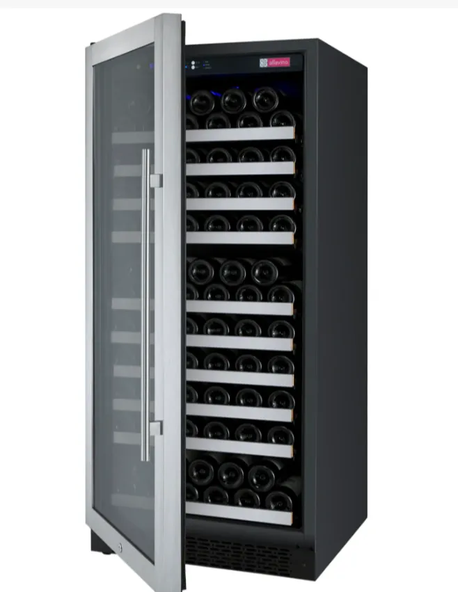 Allavino 24" Left Hinge 128 Bottle Dual Zone Stainless Wine Refrigerator