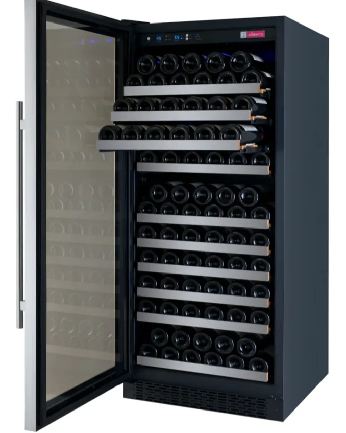 Allavino 24" Left Hinge 128 Bottle Dual Zone Stainless Wine Refrigerator