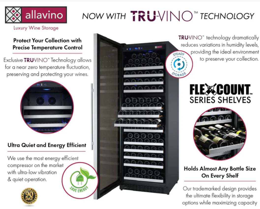 Allavino 24" Left Hinge 177 Bottle Dual Zone Stainless Wine Refrigerator