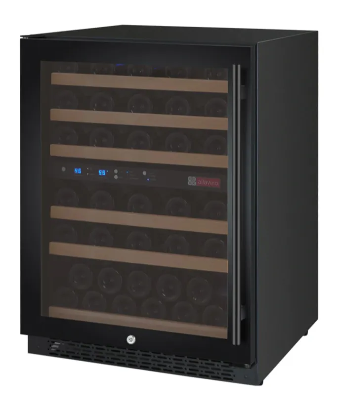 Allavino 24" Left Hinge 56 Bottle Dual Zone Black Wine Refrigerator