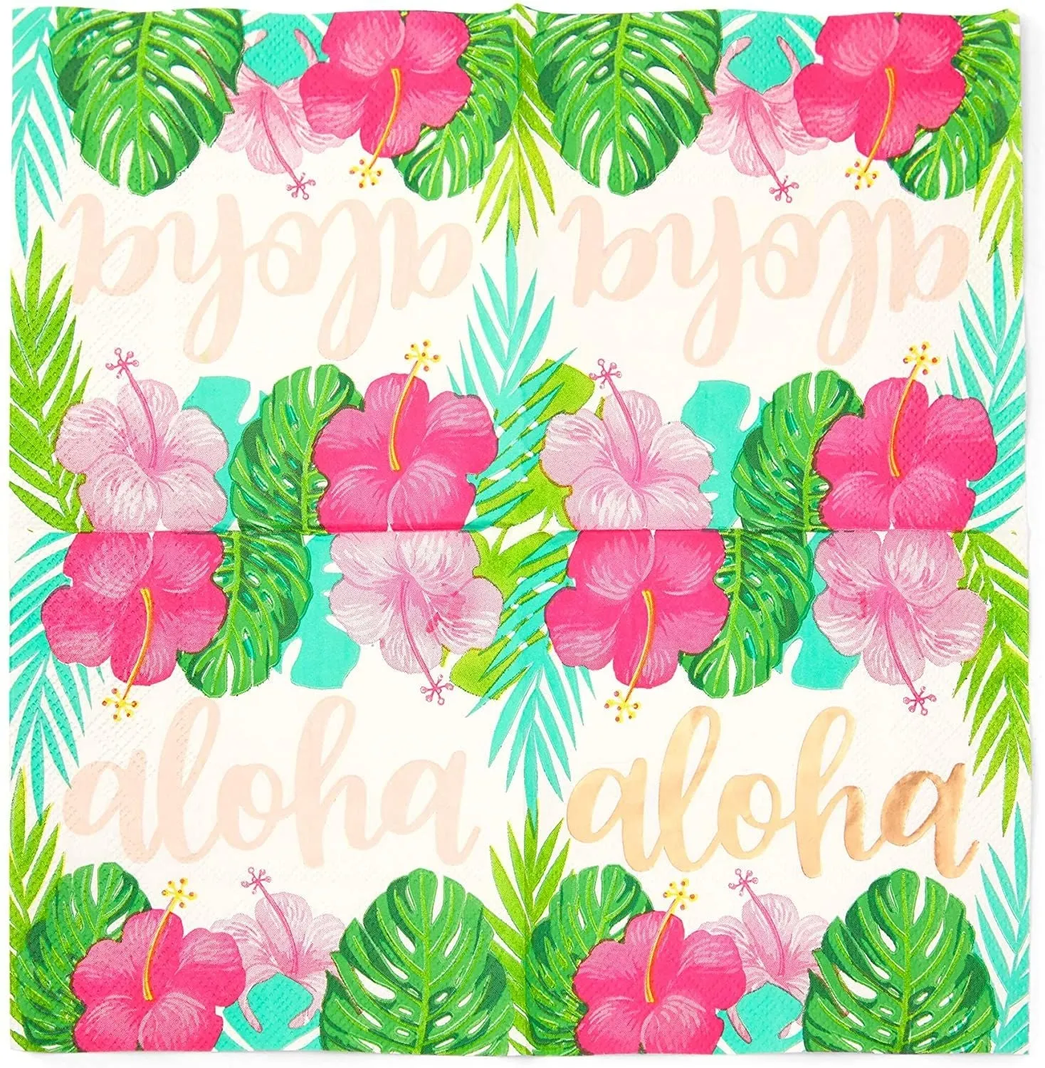 Aloha Hawaiian Paper Napkins for Luau Birthday Party (5 x 5 In, 50 Pack)