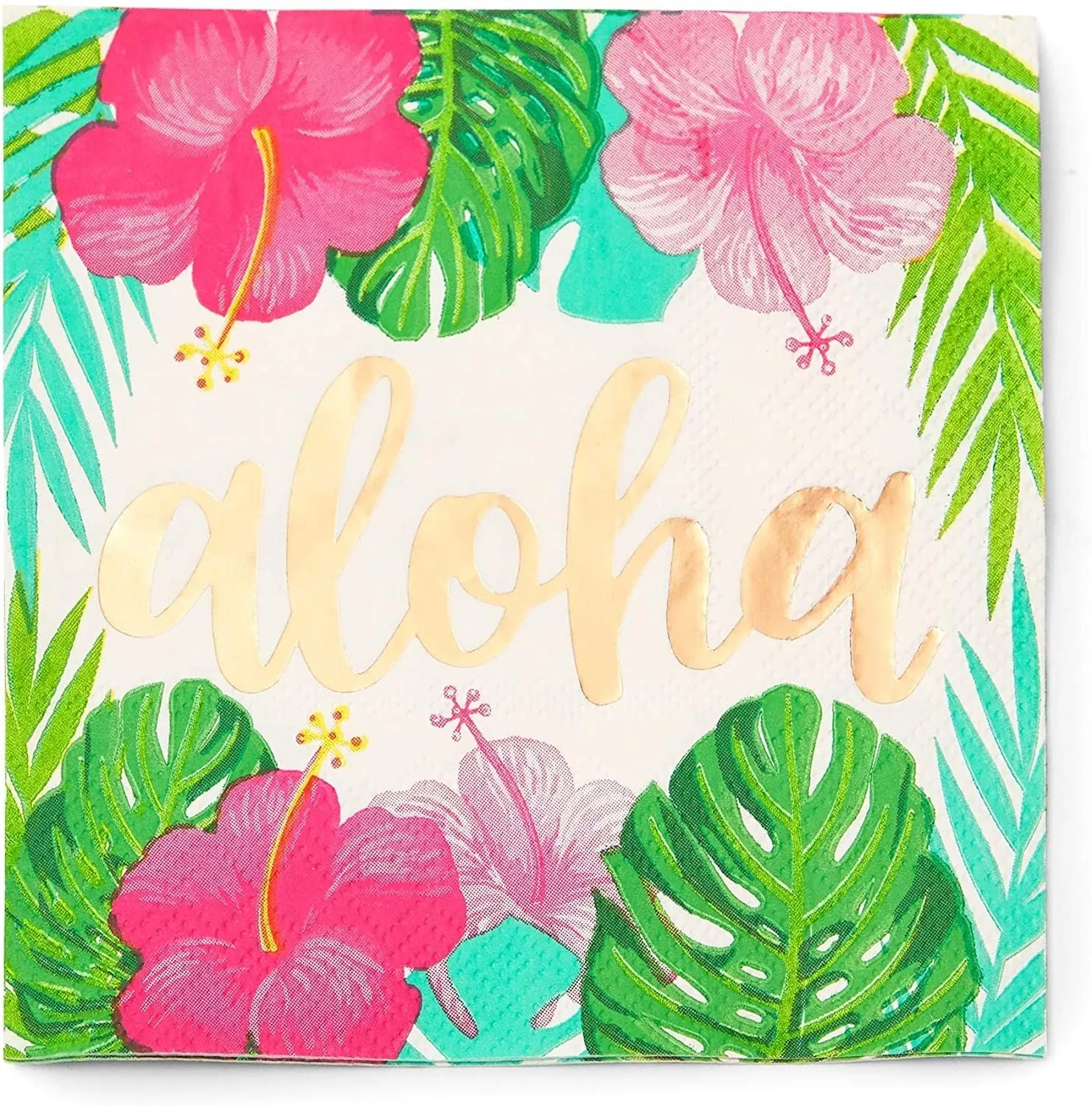 Aloha Hawaiian Paper Napkins for Luau Birthday Party (5 x 5 In, 50 Pack)