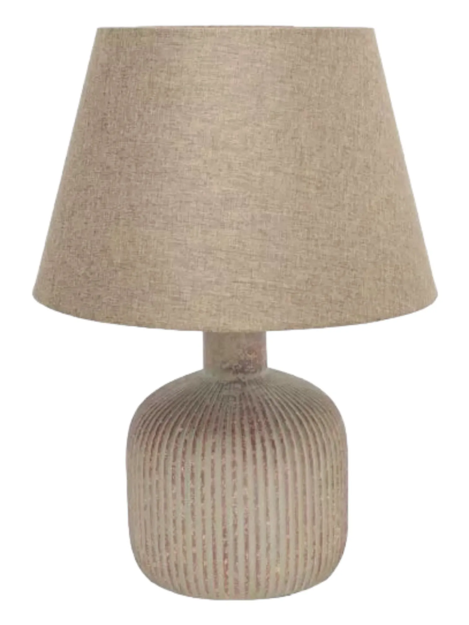 Beige Flagon Ribbed Effect Ceramic Table Lamp