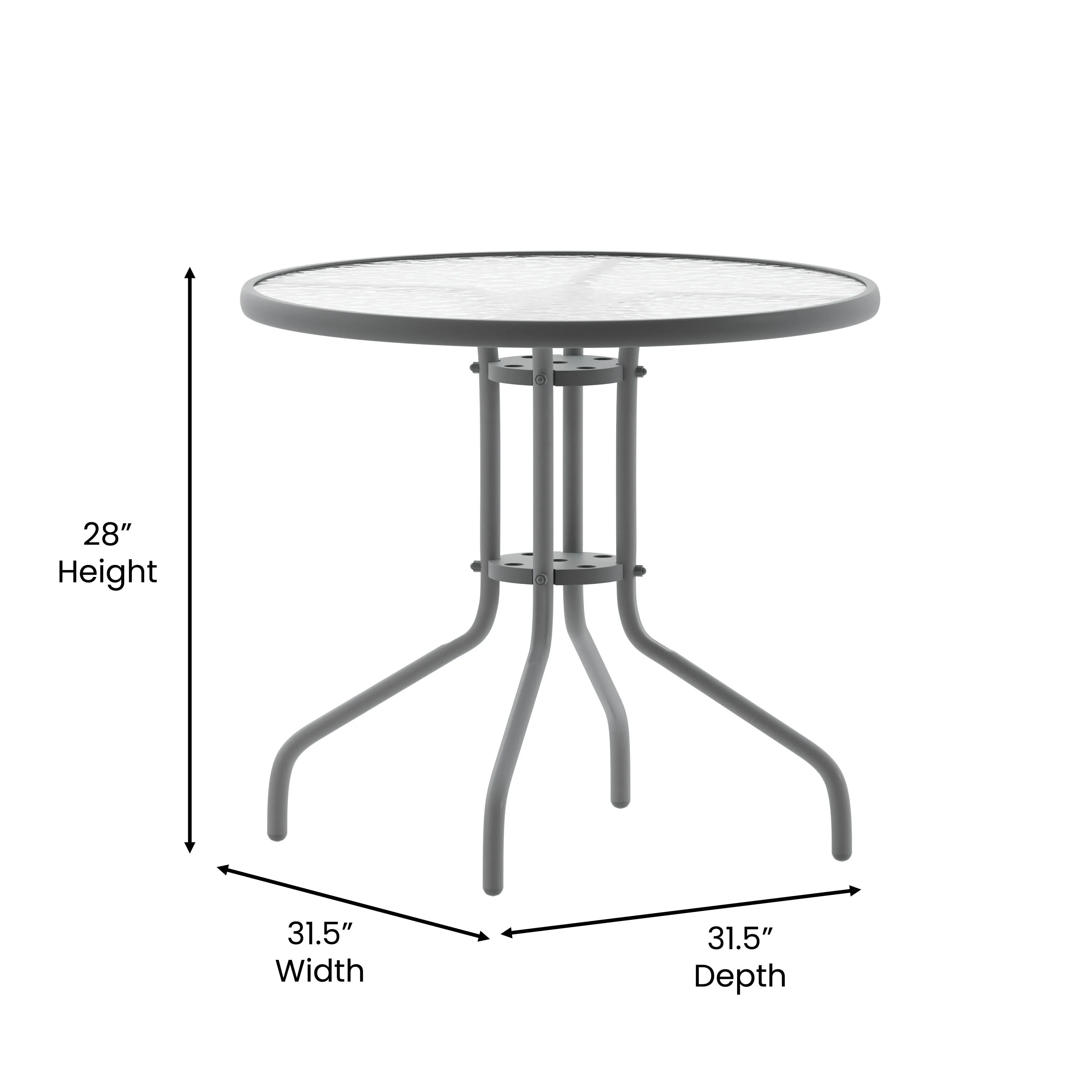 Bellamy 31.5'' Round Tempered Glass Metal Table