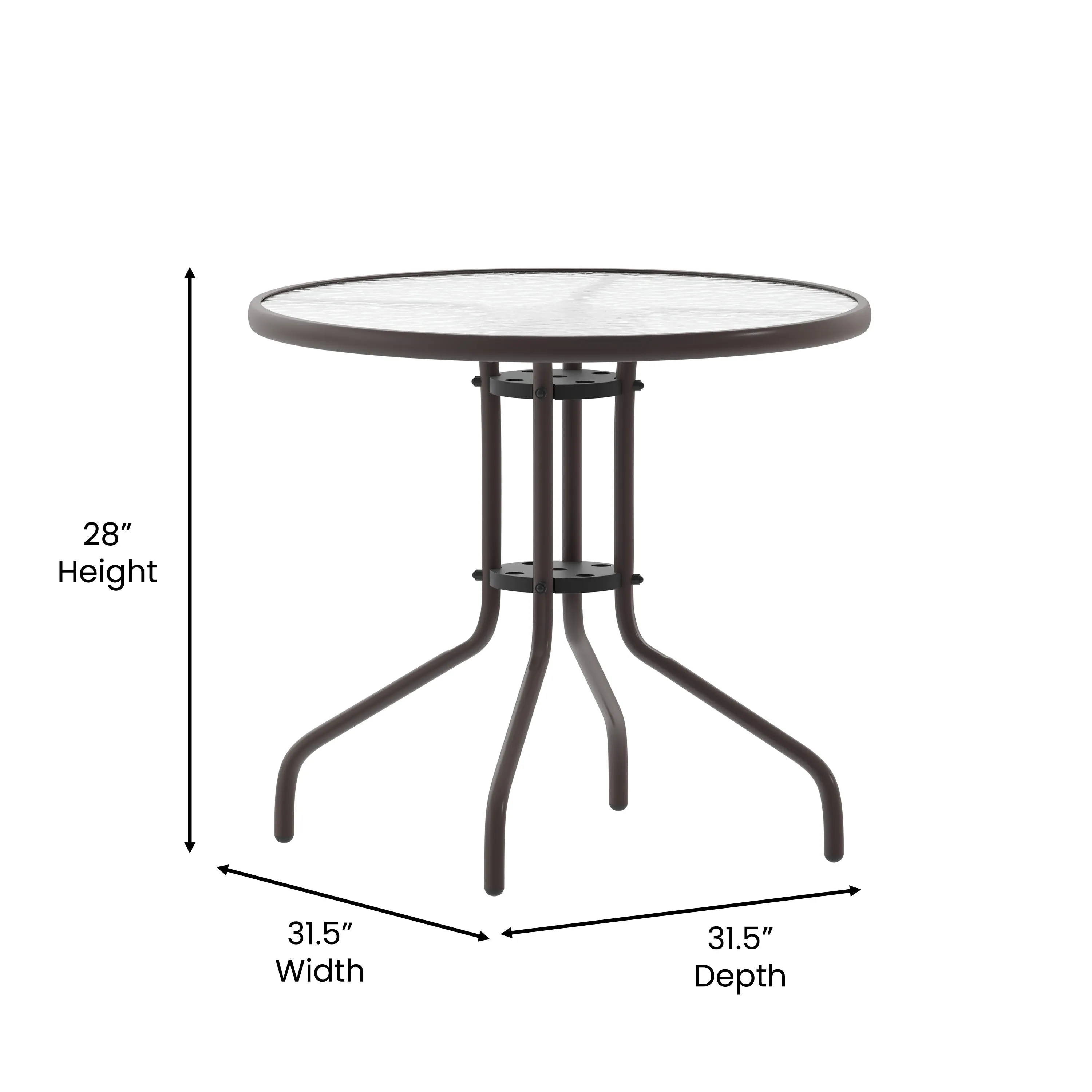 Bellamy 31.5'' Round Tempered Glass Metal Table