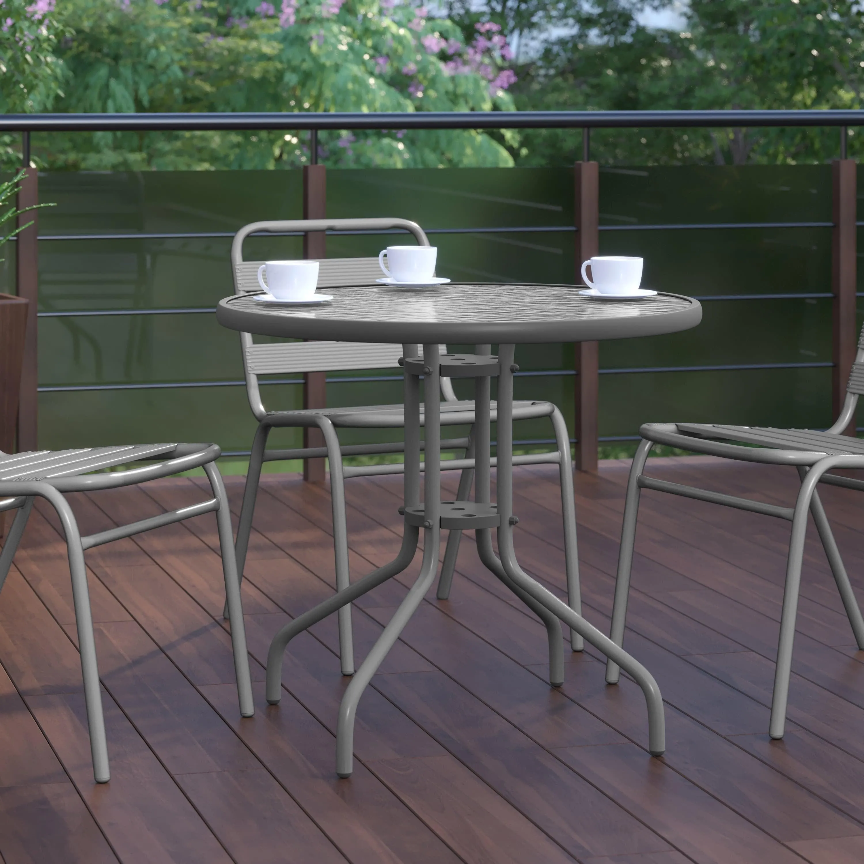 Bellamy 31.5'' Round Tempered Glass Metal Table