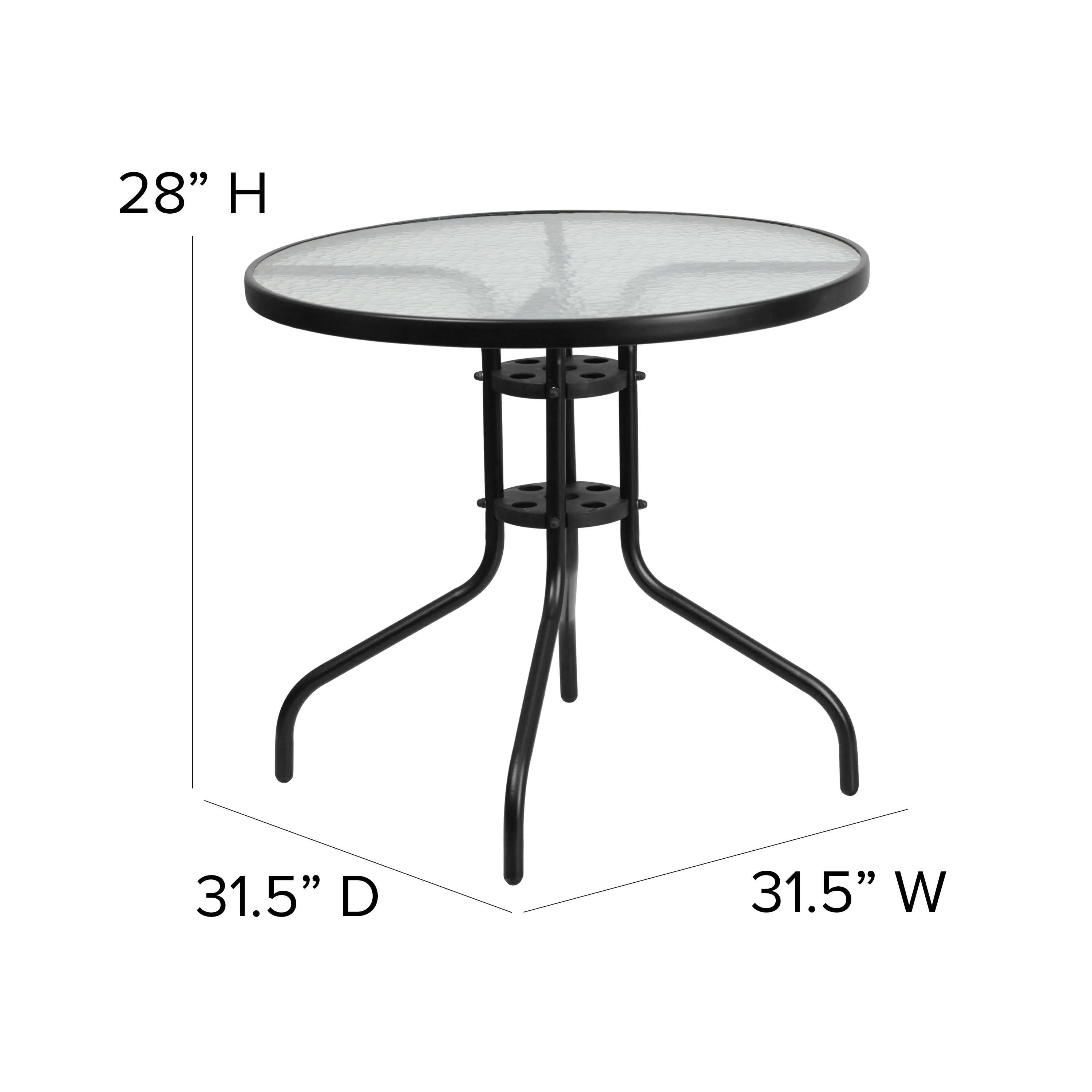 Bellamy 31.5'' Round Tempered Glass Metal Table