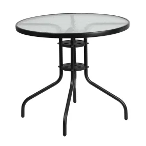 Bellamy 31.5'' Round Tempered Glass Metal Table