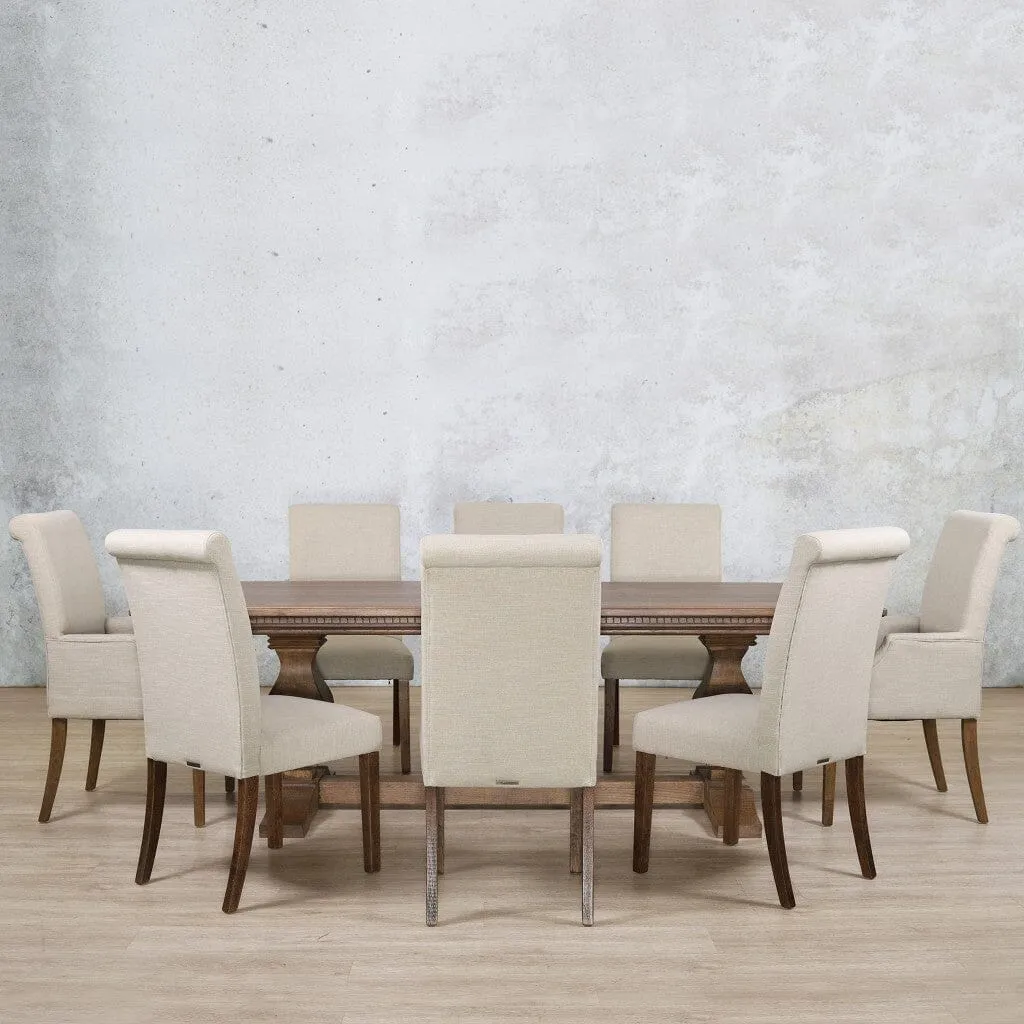 Belmont Fluted Wood Top & Baron 8 Seater Dining Set