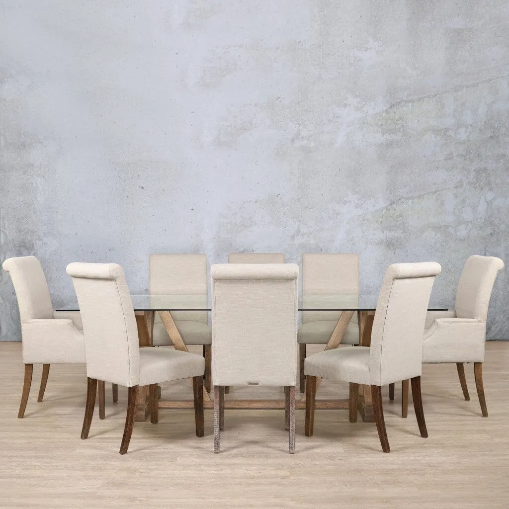 Berkeley Glass Top & Baron 8 Seater Dining Set