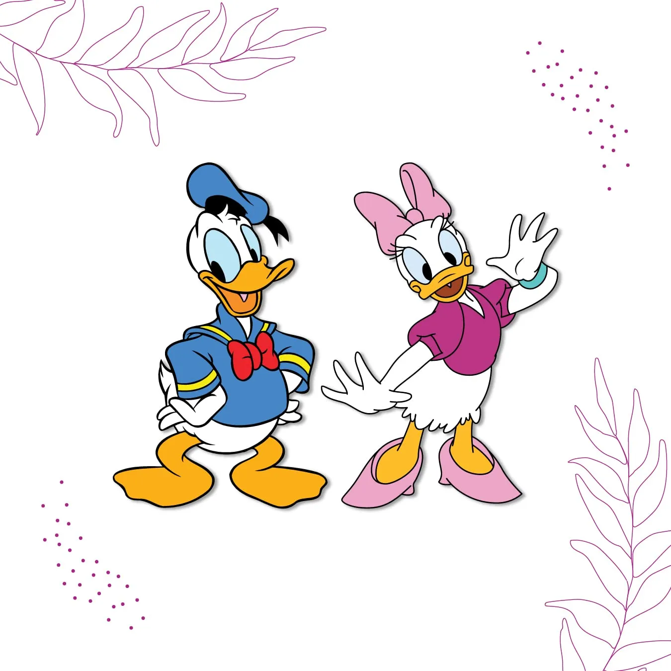 Bhai Please Donald Duck and Daisy Wooden Fridge Magnet (Pack of 1) Fun Comic Character Gift and Decoration