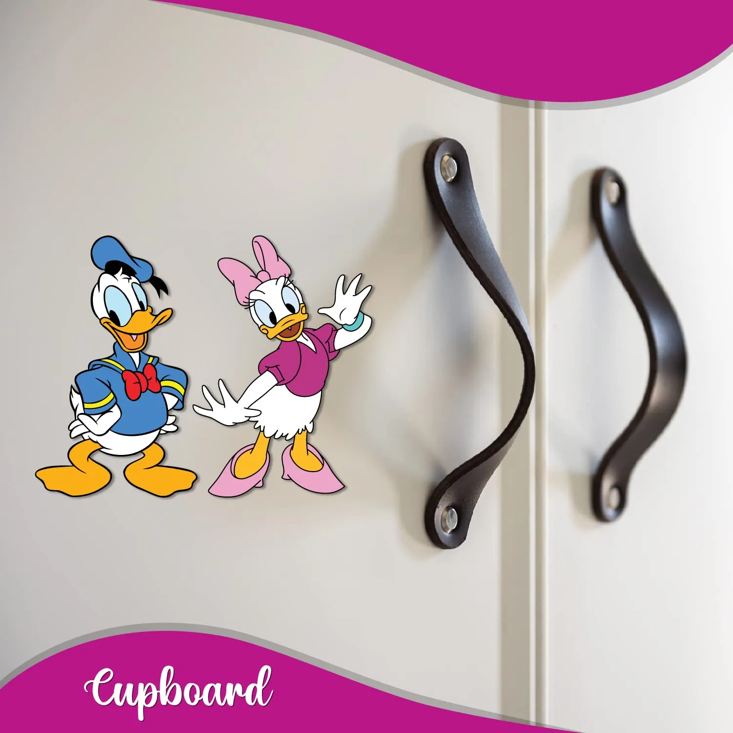 Bhai Please Donald Duck and Daisy Wooden Fridge Magnet (Pack of 1) Fun Comic Character Gift and Decoration