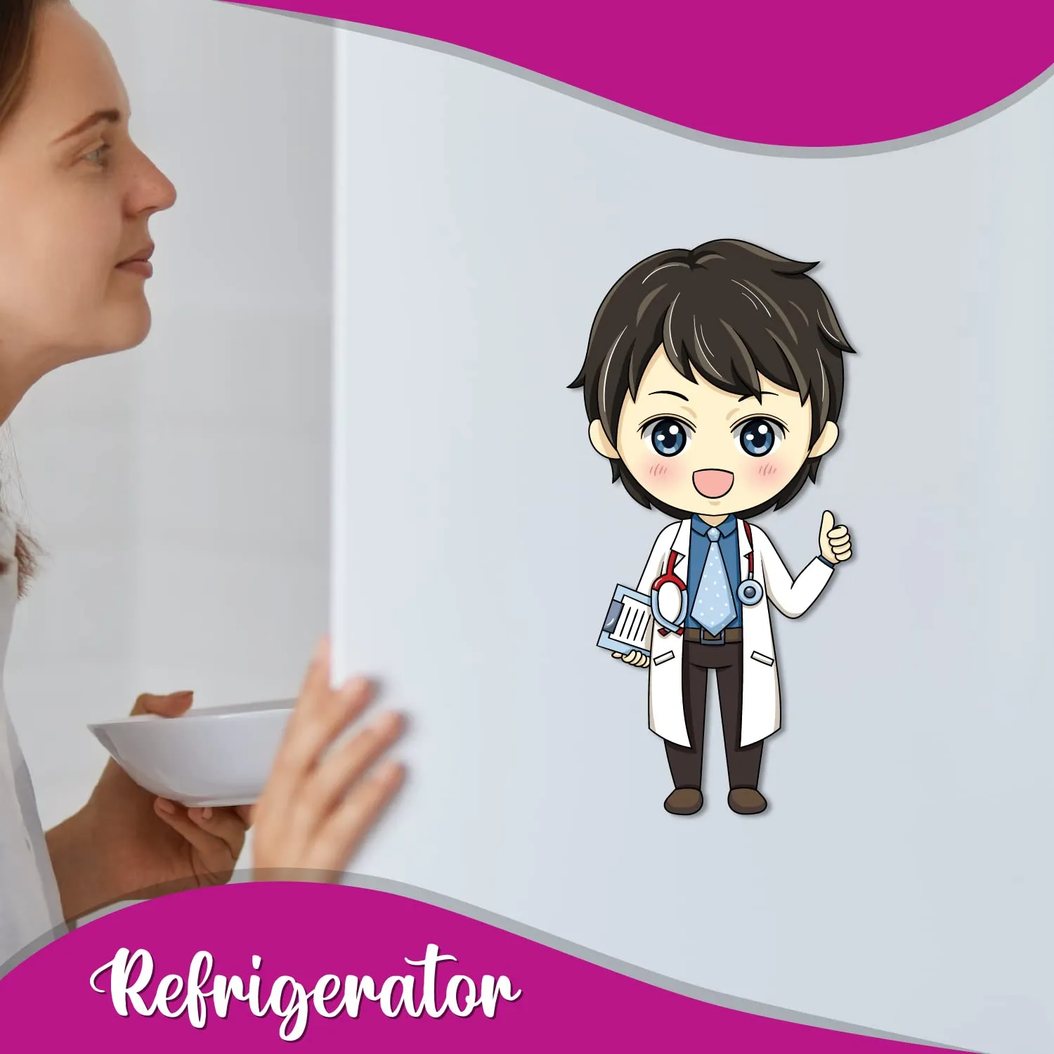 Bhai Please Male Doctor Wooden Fridge Magnet