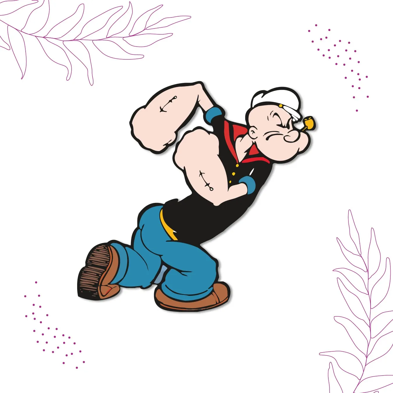 Bhai Please Popeye The Sailor Wooden Fridge Magnet Fun Comic Character Gift and Decoration | Attractive Cartoon Theme Magnet for Indoor Decoration (Pack of 1)