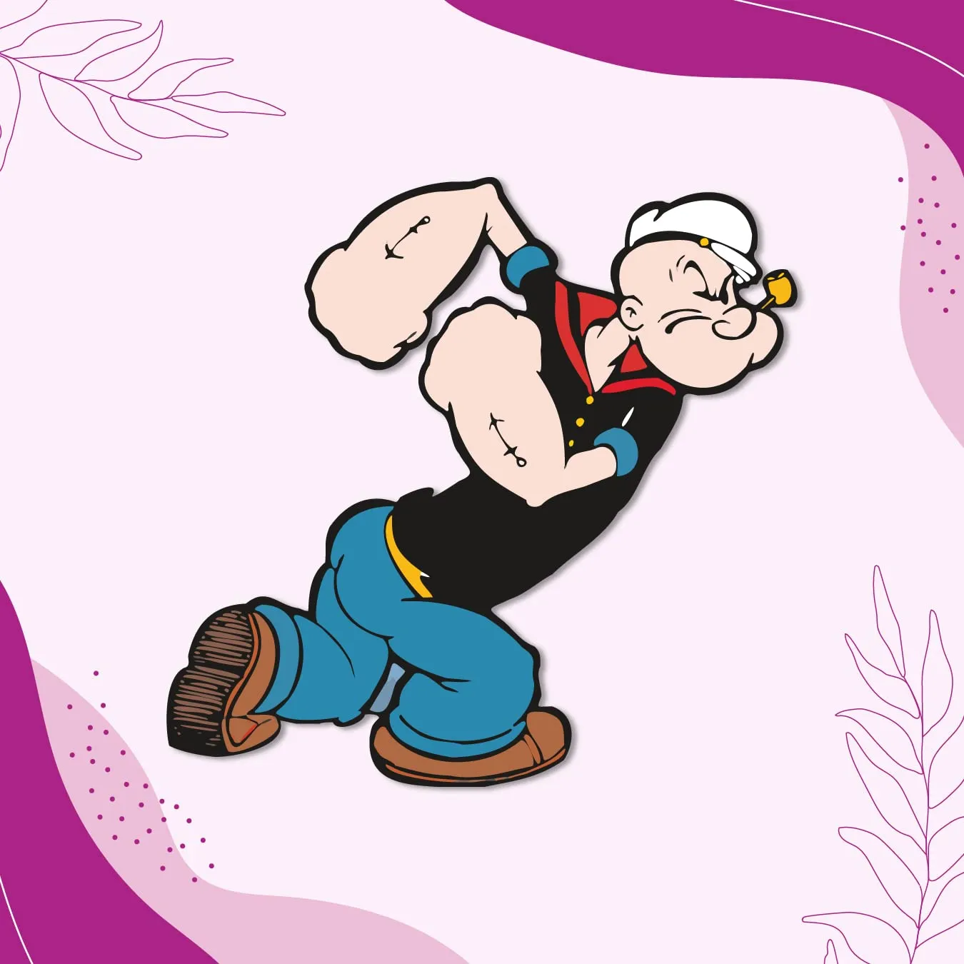 Bhai Please Popeye The Sailor Wooden Fridge Magnet Fun Comic Character Gift and Decoration | Attractive Cartoon Theme Magnet for Indoor Decoration (Pack of 1)