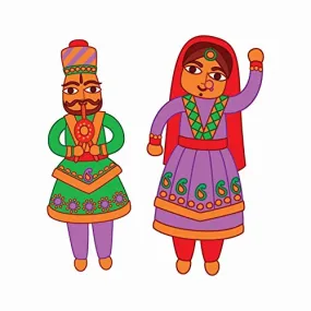 Bhai Please Rajasthani Couple Wooden Fridge Magnet