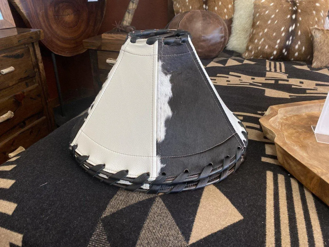 Black and White Leather Lamp Shade