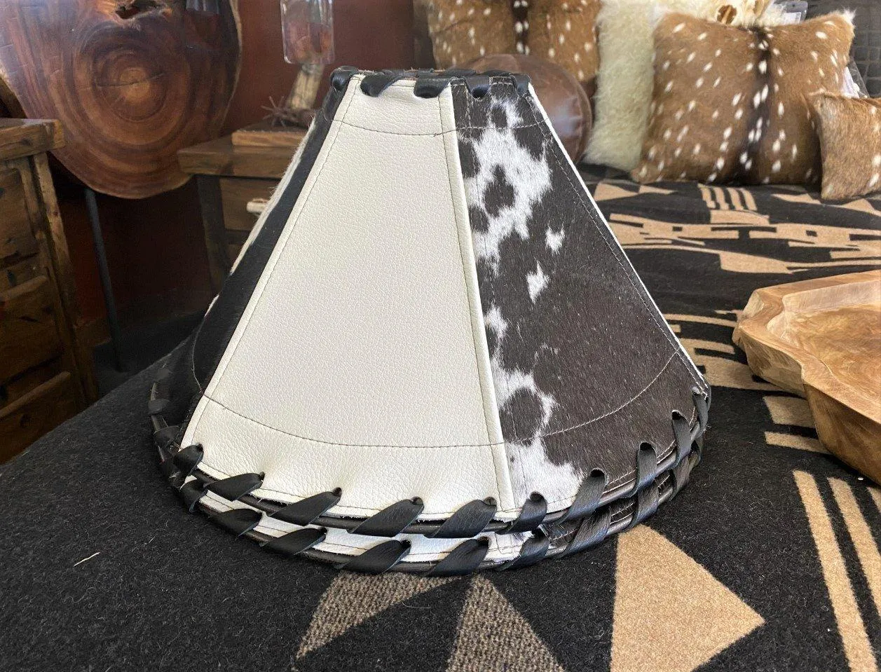 Black and White Leather Lamp Shade