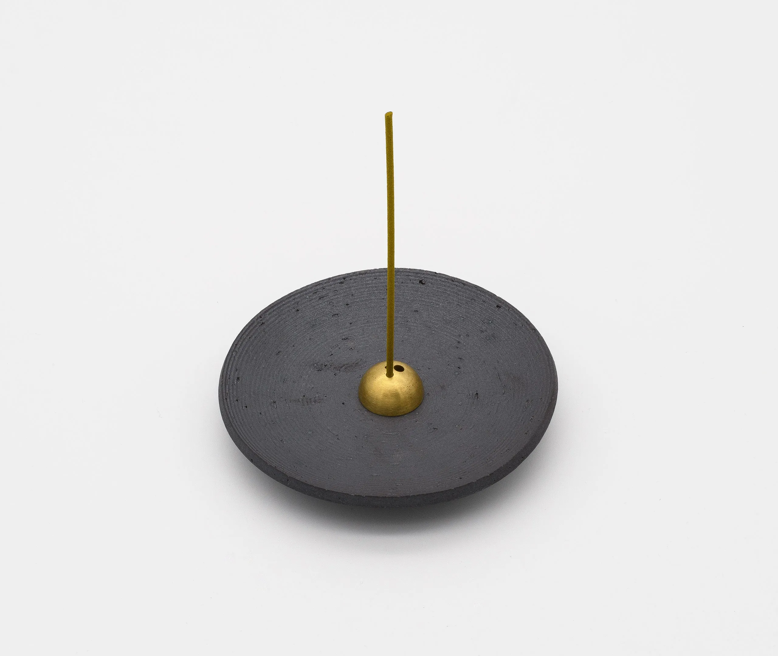 Black Stoneware Incense Dish with Gold Dome