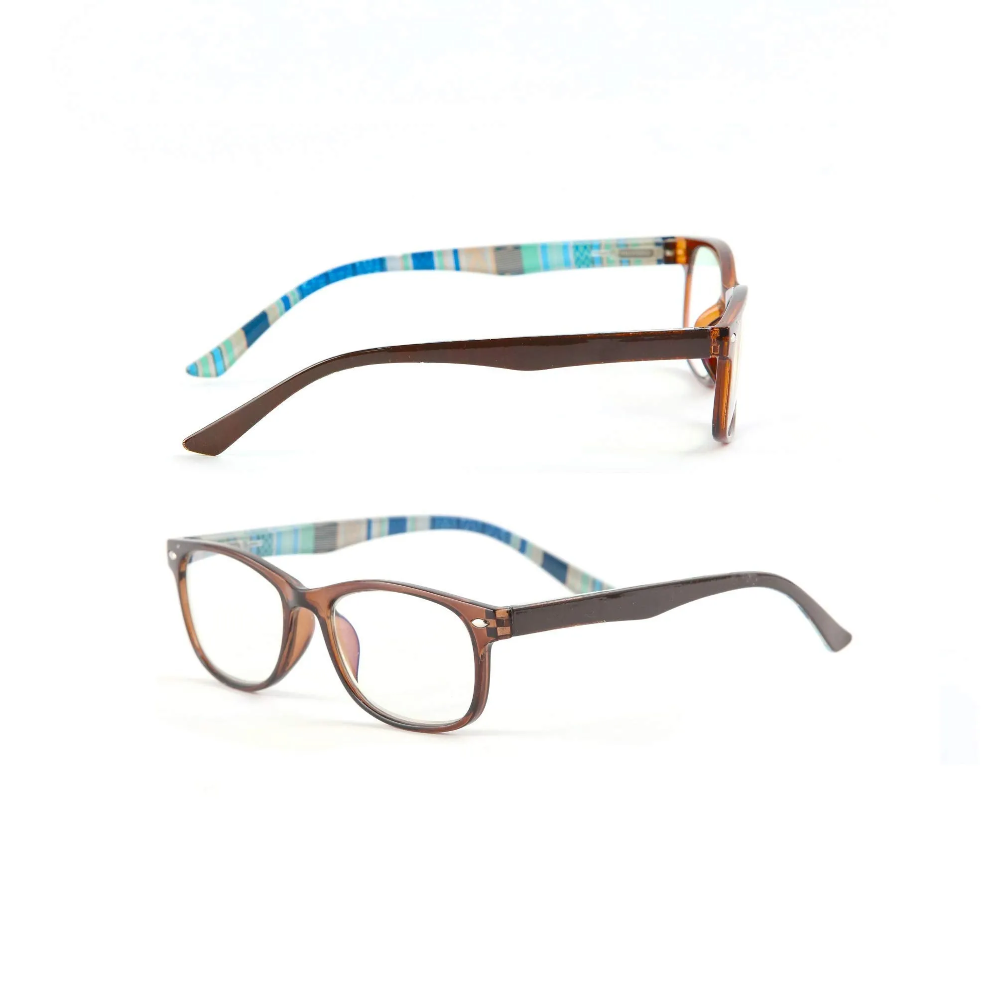 Blue-Light-Blocking-Reading-Glasses-Brown-Blue-0-00-Magnification-Computer-Glasses