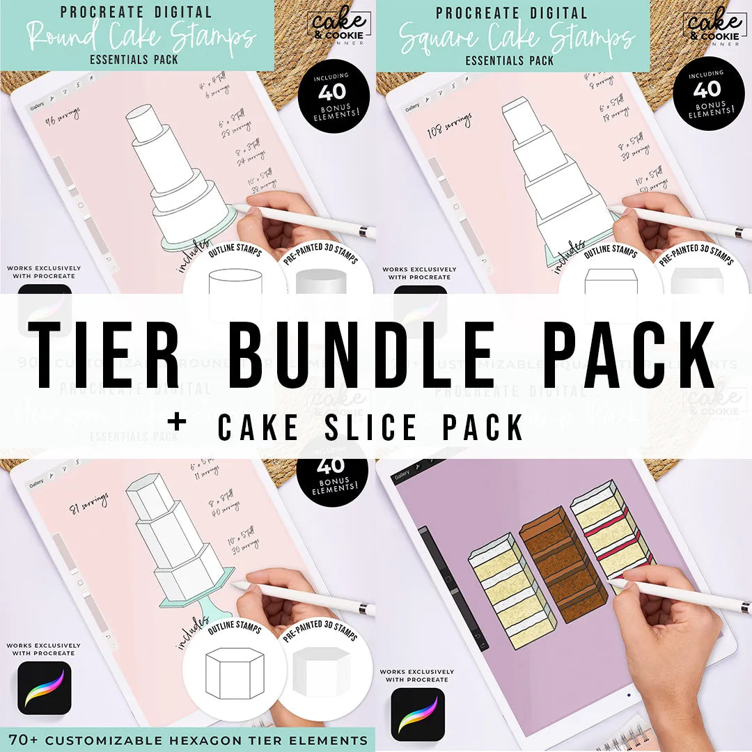 Cake Tiers   Cake Slices BUNDLE Procreate Pack - Digital Cake Sketching